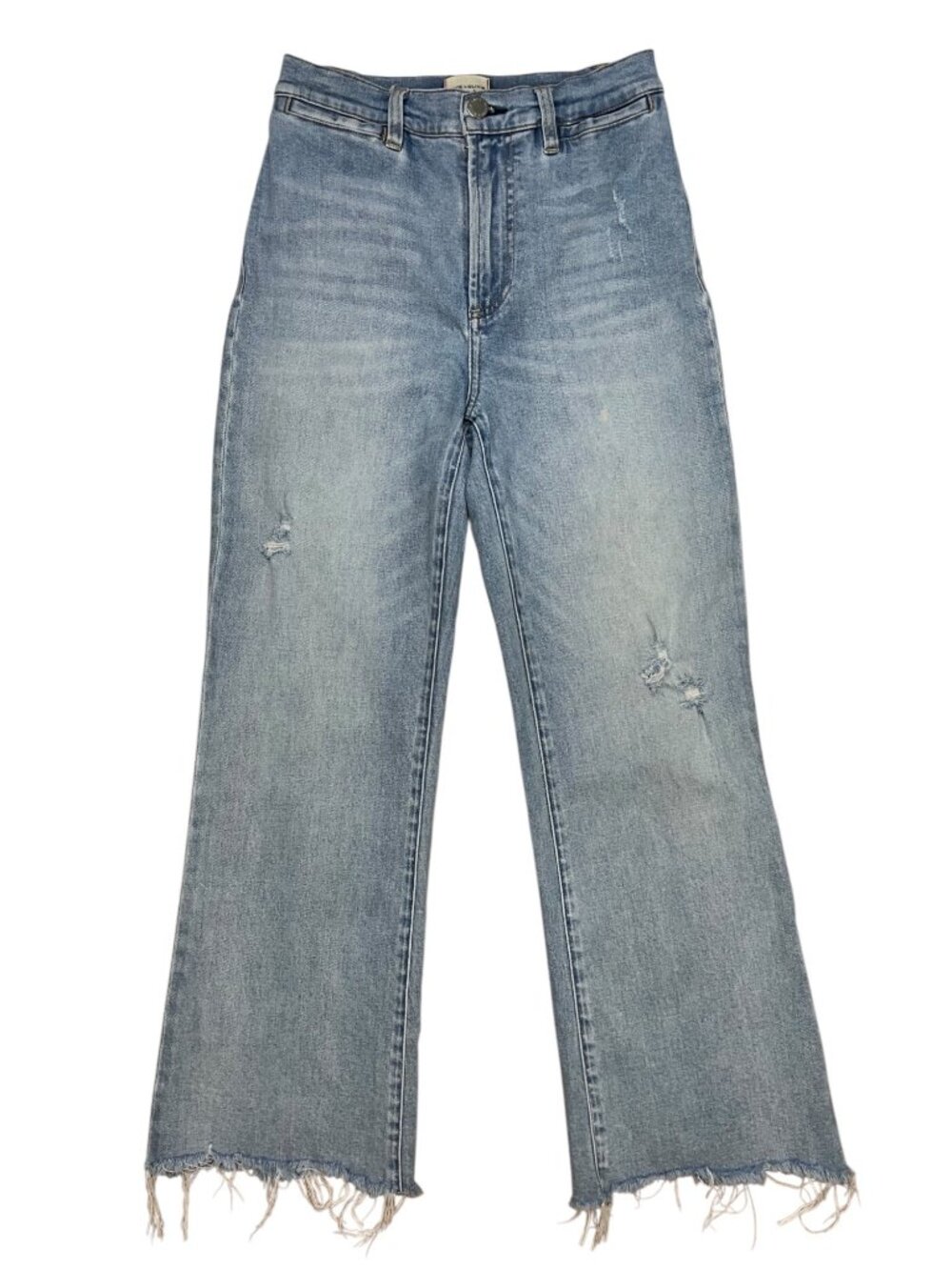 Alice + Olivia Wide Leg High Rise Cropped Jeans 26 Blue Distressed